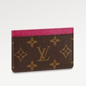 LV card holder - monogram & fuschia